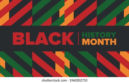 Black History Month. African American History. Celebrated annual. In February in United States and Canada. In October in Great Britain. Poster, card, banner, background. Vector illustration