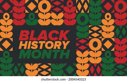 Black History Month. African American History. Celebrated annual. In February in United States and Canada. In October in Great Britain. Poster, card, banner, background. Vector illustration