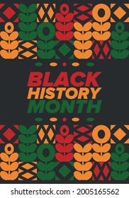 Black History Month. African American History. Celebrated annual. In February in United States and Canada. In October in Great Britain. Poster, card, banner, background. Vector illustration