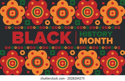 Black History Month. African American History. Celebrated annual. In February in United States and Canada. In October in Great Britain. Poster, card, banner, background. Vector illustration