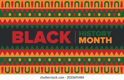 Black History Month. African American History. Celebrated annual. In February in United States and Canada. In October in Great Britain. Poster, card, banner, background. Vector illustration