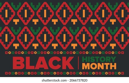 Black History Month. African American History. Celebrated annual. In February in United States and Canada. In October in Great Britain. Poster, card, banner, background. Vector illustration