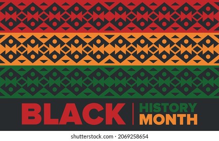 Black History Month. African American History. Celebrated annual. In February in United States and Canada. In October in Great Britain. Poster, card, banner, background. Vector illustration