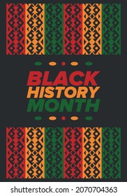 Black History Month. African American History. Celebrated annual. In February in United States and Canada. In October in Great Britain. Poster, card, banner, background. Vector illustration