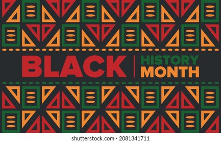 Black History Month. African American History. Celebrated annual. In February in United States and Canada. In October in Great Britain. Poster, card, banner, background. Vector illustration