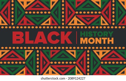 Black History Month. African American History. Celebrated annual. In February in United States and Canada. In October in Great Britain. Poster, card, banner, background. Vector illustration