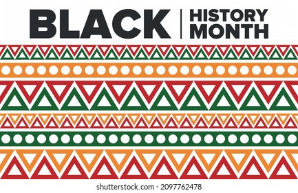 Black History Month. African American History. Celebrated annual. In February in United States and Canada. In October in Great Britain. Poster, card, banner, background. Vector illustration