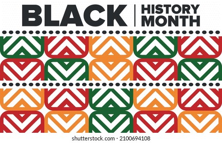 Black History Month. African American History. Celebrated annual. In February in United States and Canada. In October in Great Britain. Poster, card, banner, background. Vector illustration