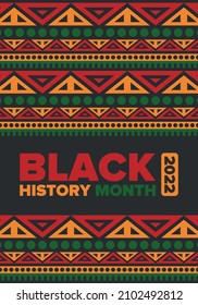 Black History Month. African American History. Celebrated annual. In February in United States and Canada. In October in Great Britain. Poster, card, banner, background. Vector illustration