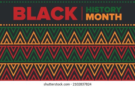 Mes de la historia negra. Historia afroamericana. Celebrado anualmente. En febrero en Estados Unidos y Canadá. En octubre en Gran Bretaña. Cartel, tarjeta, pancarta, fondo. Ilustración del vector