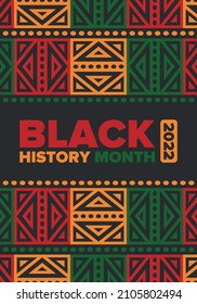 Black History Month. African American History. Celebrated annual. In February in United States and Canada. In October in Great Britain. Poster, card, banner, background. Vector illustration