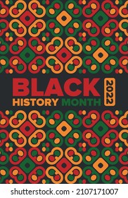 Black History Month. African American History. Celebrated annual. In February in United States and Canada. In October in Great Britain. Poster, card, banner, background. Vector illustration