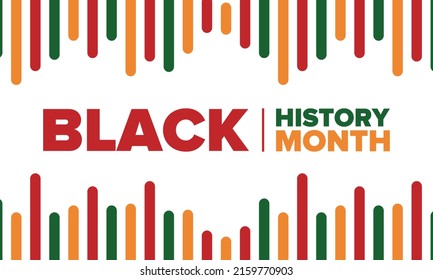 Black History Month. African American History. Celebrated annual. In February in United States and Canada. In October in Great Britain. Poster, card, banner, background. Vector illustration