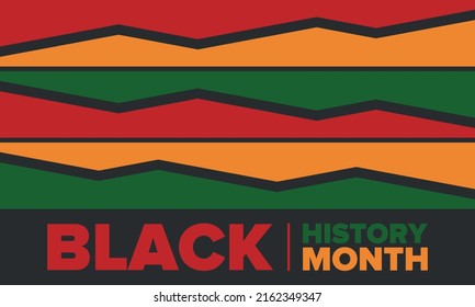 Black History Month. African American History. Celebrated annual. In February in United States and Canada. In October in Great Britain. Poster, card, banner, background. Vector illustration