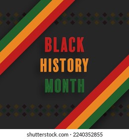 Black History Month. African American History card with nice and creative symbols on color background