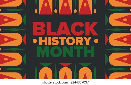 Black History Month. African American History. Celebrated annual. In February in United States and Canada. In October in Great Britain. Poster, card, banner, background. Vector illustration