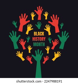 Black History Month. African American History. Celebrated annual. In February in United States and Canada. Tree shape hand illustration vector