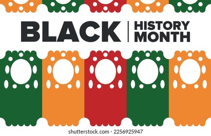 Black History Month. African American History. Celebrated annual. In February in United States and Canada. In October in Great Britain. Poster, card, banner, background. Vector illustration