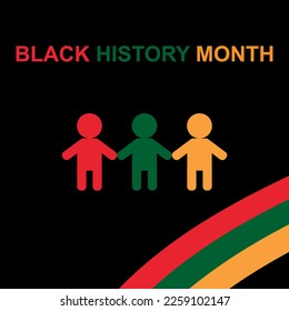 Black history month. African American History. Green, yellow and red flag. People icons. Celebrated annual.