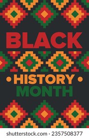 Black History Month. African American History. Celebrated annual. In February in United States and Canada. In October in Great Britain. Poster, card, banner, background. Vector illustration