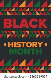 Black History Month. African American History. Celebrated annual. In February in United States and Canada. In October in Great Britain. Poster, card, banner, background. Vector illustration