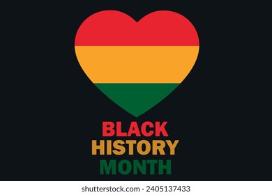 Black History Month. African American history month celebration. Abstract red, yellow, green color flag on black paper background