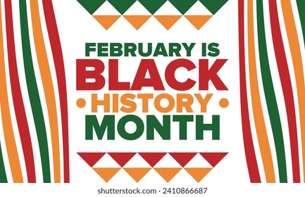 Black History Month. African American History. Celebrated annual. In February in United States and Canada. In October in Great Britain. Poster, card, banner, background. Vector illustration