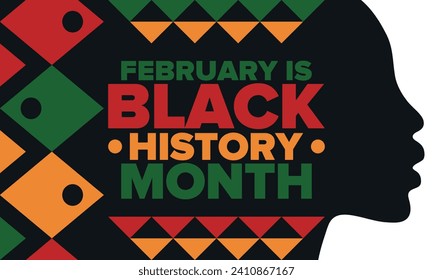 Black History Month. African American History. Celebrated annual. In February in United States and Canada. In October in Great Britain. Poster, card, banner, background. Vector illustration
