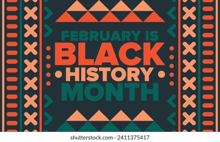 Black History Month. African American History. Celebrated annual. In February in United States and Canada. In October in Great Britain. Poster, card, banner, background. Vector illustration