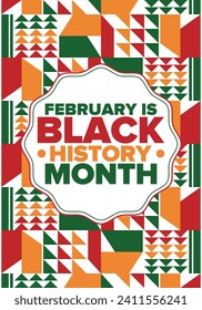 Black History Month. African American History. Celebrated annual. In February in United States and Canada. In October in Great Britain. Poster, card, banner, background. Vector illustration