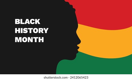 Black History Month or African American History. Holiday Concept with Silhouette of Black Woman. Template for Background, Banner, Card, Poster