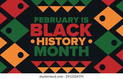 Black History Month. African American History. Celebrated annual. In February in United States and Canada. In October in Great Britain. Poster, card, banner, background. Vector illustration