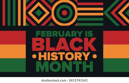Black History Month. African American History. Celebrated annual. In February in United States and Canada. In October in Great Britain. Poster, card, banner, background. Vector illustration