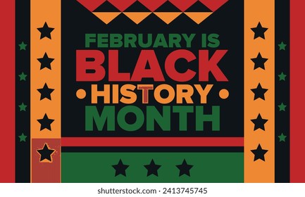 Black History Month. African American History. Celebrated annual. In February in United States and Canada. In October in Great Britain. Poster, card, banner, background. Vector illustration