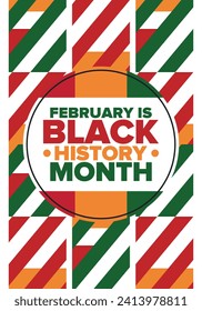 Black History Month. African American History. Celebrated annual. In February in United States and Canada. In October in Great Britain. Poster, card, banner, background. Vector illustration