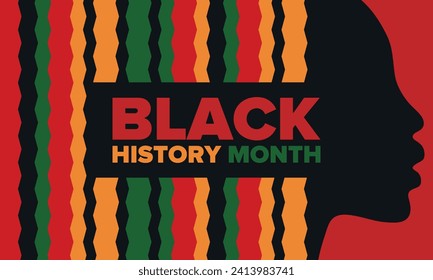 Black History Month. African American History. Celebrated annual. In February in United States and Canada. In October in Great Britain. Poster, card, banner, background. Vector illustration