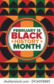 Black History Month. African American History. Celebrated annual. In February in United States and Canada. In October in Great Britain. Poster, card, banner, background. Vector illustration