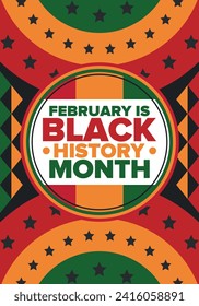 Black History Month. African American History. Celebrated annual. In February in United States and Canada. In October in Great Britain. Poster, card, banner, background. Vector illustration