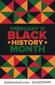 Black History Month. African American History. Celebrated annual. In February in United States and Canada. In October in Great Britain. Poster, card, banner, background. Vector illustration