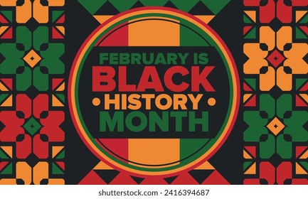 Black History Month. African American History. Celebrated annual. In February in United States and Canada. In October in Great Britain. Poster, card, banner, background. Vector illustration