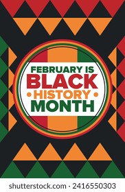 Black History Month. African American History. Celebrated annual. In February in United States and Canada. In October in Great Britain. Poster, card, banner, background. Vector illustration