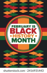 Black History Month. African American History. Celebrated annual. In February in United States and Canada. In October in Great Britain. Poster, card, banner, background. Vector illustration