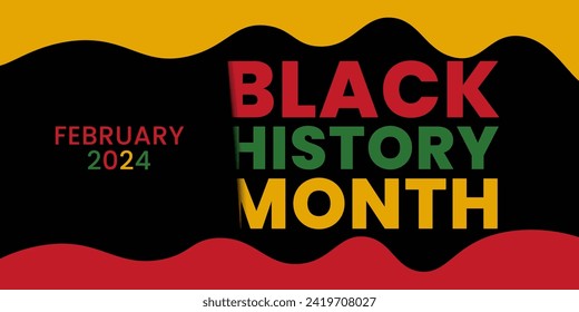 Black History month African American history celebration february 2024 modern creative banner, sign, design concept, social media post, template with green red and yellow african background.