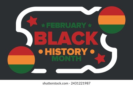 Black History Month. African American History. Celebrated annual. In February in United States and Canada. In October in Great Britain. Poster, card, banner, background. Vector illustration