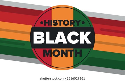 Black History Month. African American History. Celebrated annual. In February in United States and Canada. In October in Great Britain. Poster, card, banner, background. Vector illustration