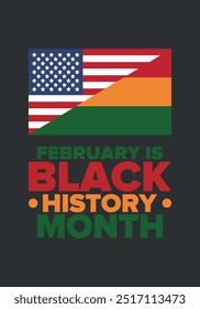 Black History Month. African American History. Celebrated annual. In February in United States and Canada. In October in Great Britain. Poster, card, banner, background. Vector illustration