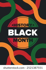 Black History Month. African American History. Celebrated annual. In February in United States and Canada. In October in Great Britain. Poster, card, banner, background. Vector illustration