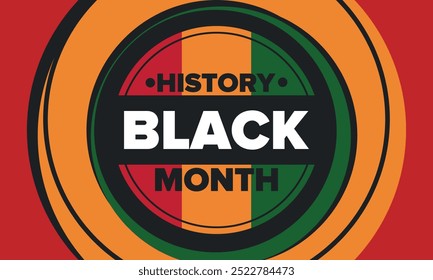 Mês da História do Negro Americano. História Afro-Americana. Celebrado anualmente. Em fevereiro nos Estados Unidos e Canadá. Em outubro, na Grã-Bretanha. Cartaz, cartão, faixa, fundo. Ilustração vetorial