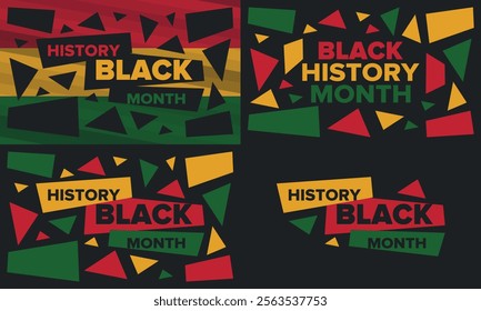 Black History Month. African American History. Celebrated annual. In February in United States and Canada. In October in Great Britain. Poster, card, banner, background. Vector illustration