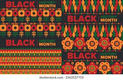 Black History Month. African American History. Celebrated annual. In February in United States and Canada. In October in Great Britain. Poster, card, banner, background. Vector illustration